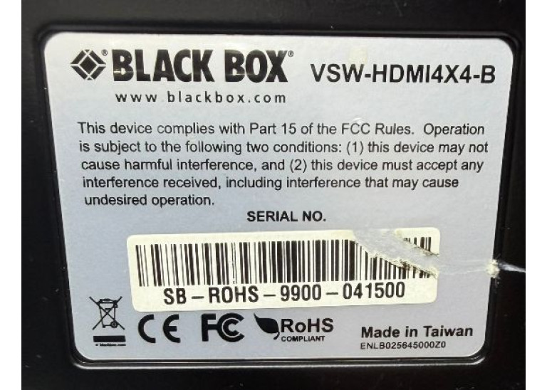 Black Box 4x4 HDMI Matrix Switch VSW-HDMI4X4-B , Excellent++++Work