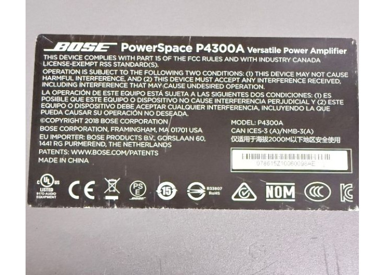Bose Professional PowerSpace P4300A 4-Channel 300W Amplifier