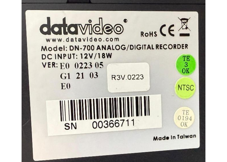 DATAVIDEO DN-700 Analog/Digital Recorder Only - W/ Power Supply DATAVIDEO DN-700 Analog/Digital Recorder Only - W/ Power Supply