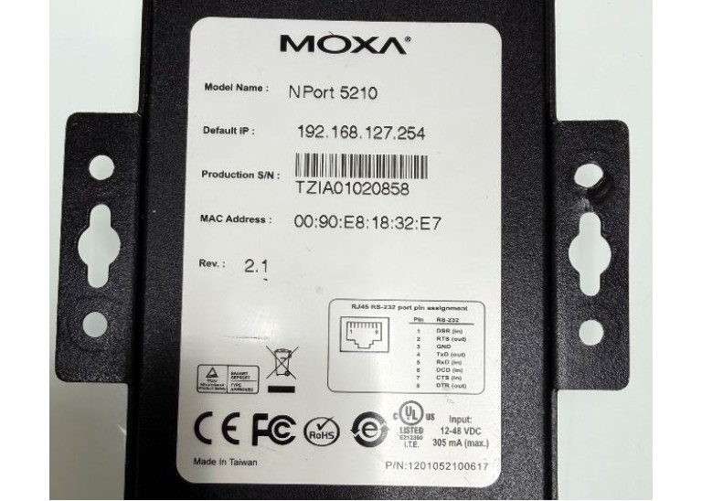 MOXA NPort 5210 RS232 Serial Device Server