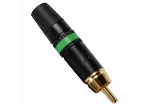 Neutrik Rean NYS373-5 RCA Male Plug w/Gold Contacts - Black Shell w/Green Ring