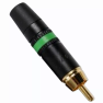 Neutrik Rean NYS373-5 RCA Male Plug w/Gold Contacts - Black Shell w/Green Ring