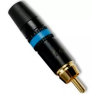 Neutrik Rean NYS373-6 RCA Male Plug with Gold Contacts - Black Shell W/Blue Ring