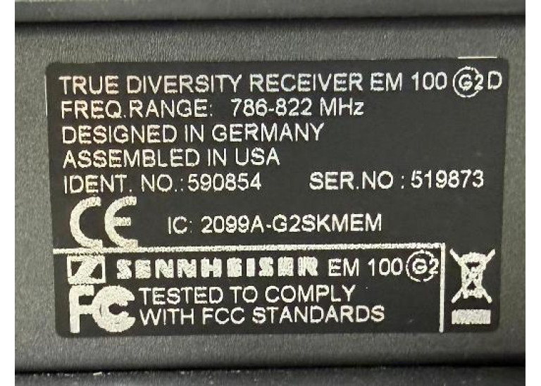Sennheiser True Diversity Receiver EW100 G2 D 786-822MHz