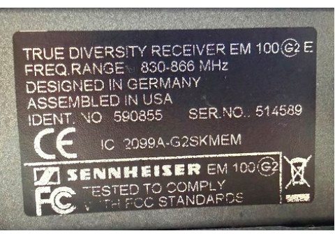 Sennheiser True Diversity Receiver EW100 G2 E 830-866MHz