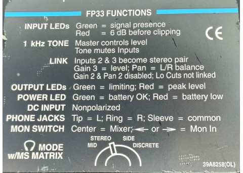 Shure FP33 Portable Mixer 