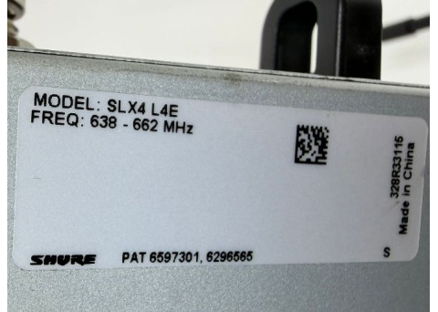 Shure SLX4 L4E Receiver Frequency Range L4E 638-662 MHz