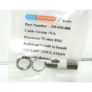 Van Damme Standard Precision Female to Female BNC Bulkhead Adaptor Part No. 339-018-000 Van Damme Standard Precision Female to Female BNC Bulkhead Adaptor Part No. 339-018-000